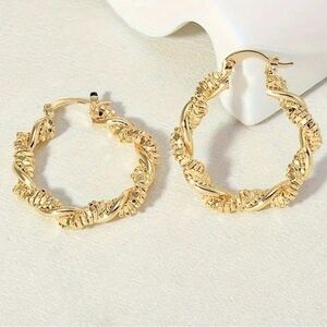 Gold 14k Gold Plated Twist Hoop Earrings